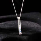 Custom Engraved Birthstone Necklace Bar Simple Gifts