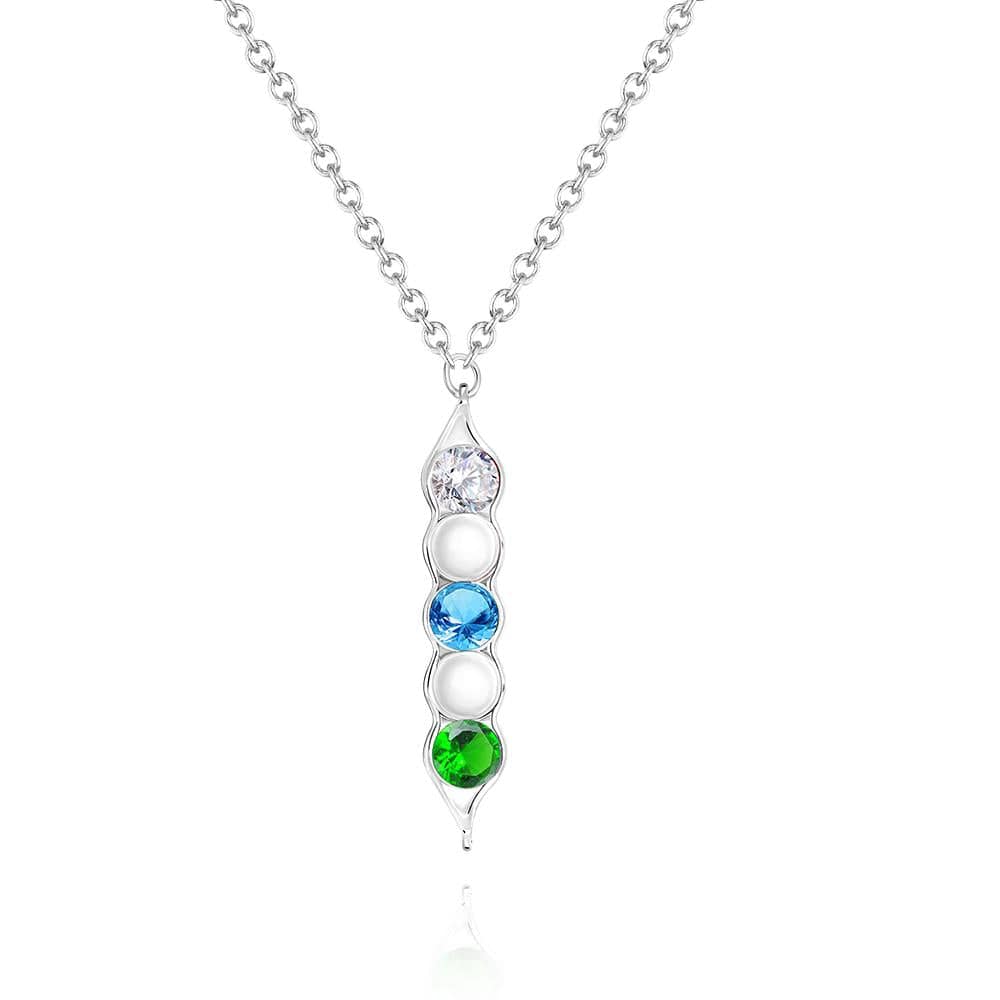 Peas in a Pod Birthstone Necklace Stylish Pendant Gifts for Her