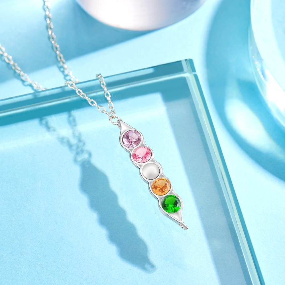Peas in a Pod Birthstone Necklace Stylish Pendant Gifts for Her