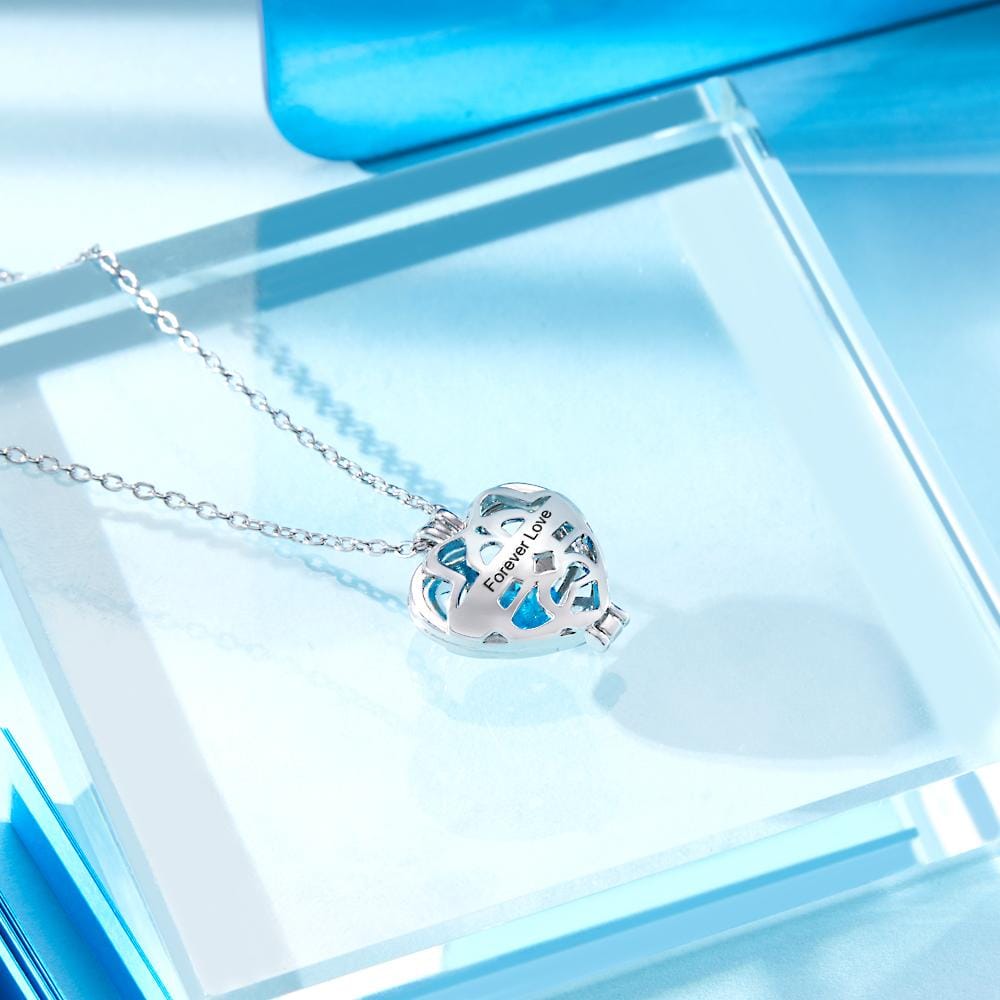 Personalized Engraved Heart Pendant Necklace With Birthstone