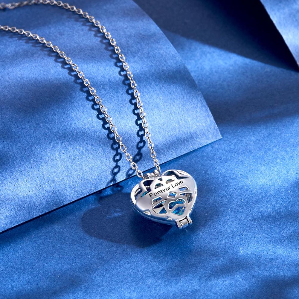 Personalized Engraved Heart Pendant Necklace With Birthstone