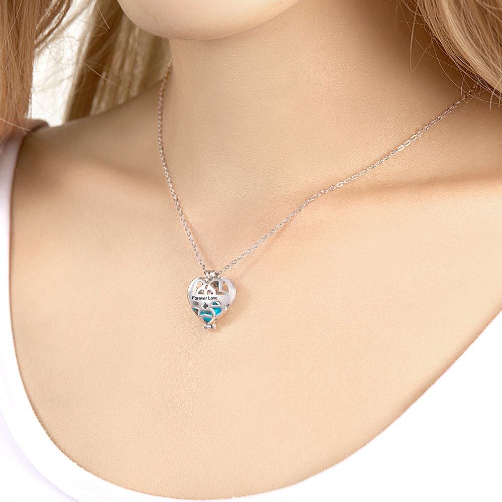 Personalized Engraved Heart Pendant Necklace With Birthstone