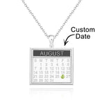 Personalized Calendar Necklace with Birthstone Save The Date Pendant Anniversary Gifts