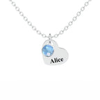 Custom Engraved Heart Pendant Necklace with Birthstones