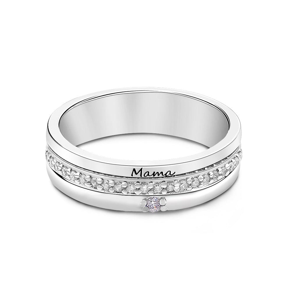 Personalized Birthstones Ring with Engraved Text Family Ring Jewelry Birthday Gift for Mom Grandma