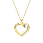 Personalized Heart Necklace Custom Family Name Birthstone Necklace Gift for Mother Grandma