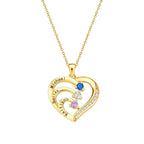 Personalized Heart Necklace Custom Family Name Birthstone Necklace Gift for Mother Grandma