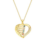 Personalized Heart Necklace Custom Family Name Birthstone Necklace Gift for Mother Grandma