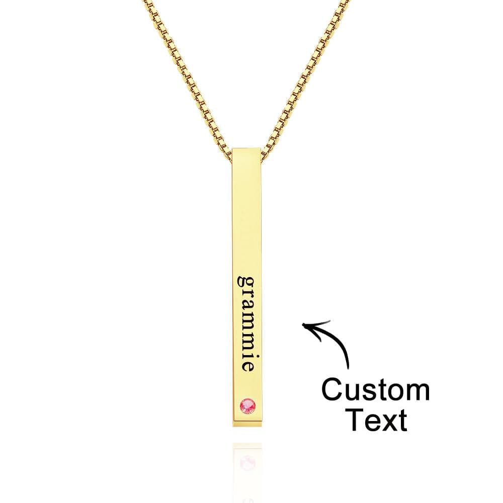 Custom Engraved Birthstone Necklace Bar Simple Gifts
