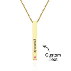 Custom Engraved Birthstone Necklace Bar Simple Gifts