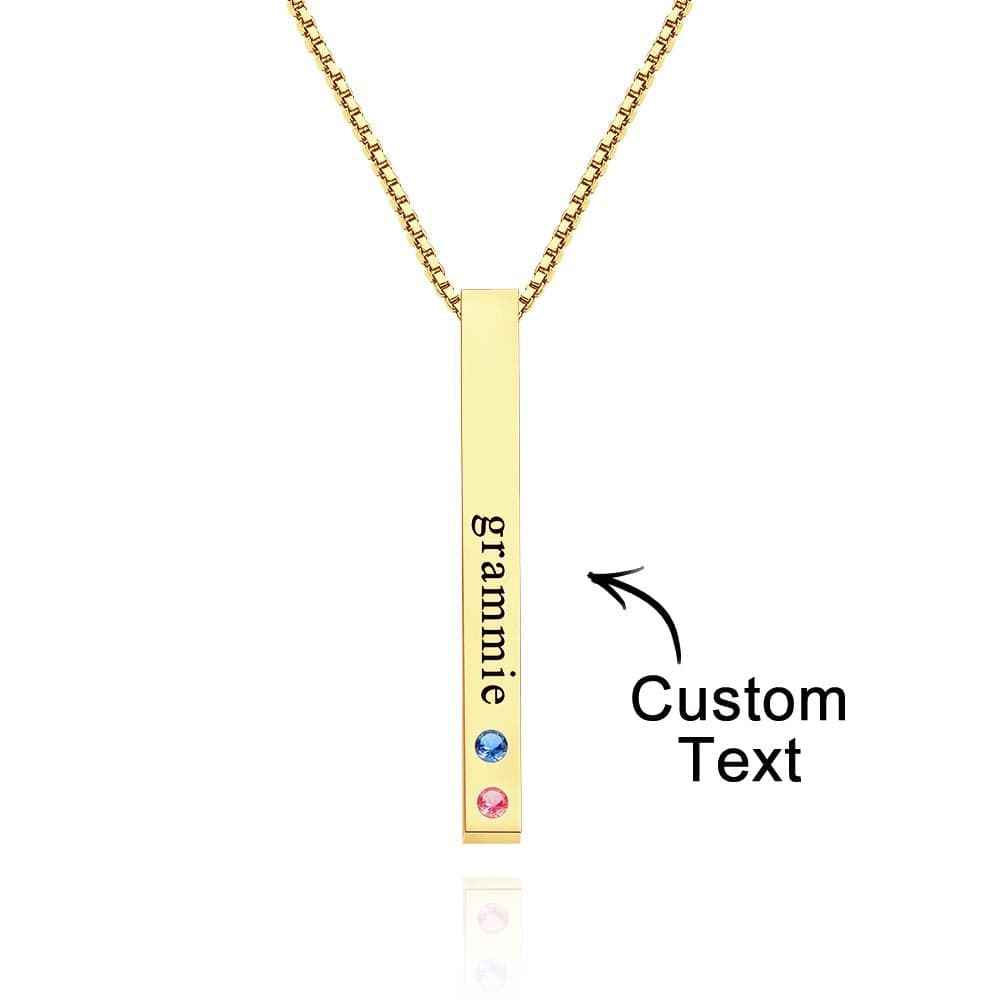 Custom Engraved Birthstone Necklace Bar Simple Gifts