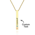 Custom Engraved Birthstone Necklace Bar Simple Gifts