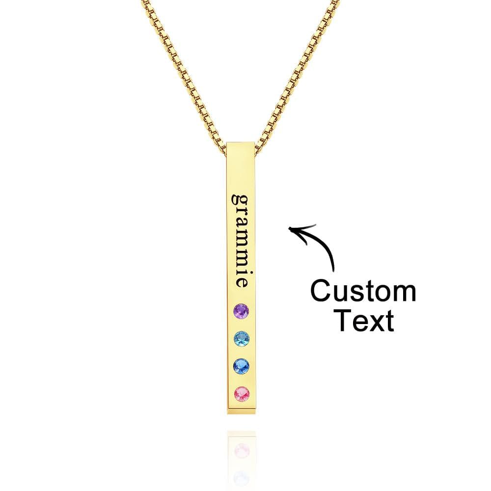 Custom Engraved Birthstone Necklace Bar Simple Gifts