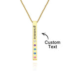 Custom Engraved Birthstone Necklace Bar Simple Gifts