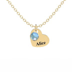 Custom Engraved Heart Pendant Necklace with Birthstones