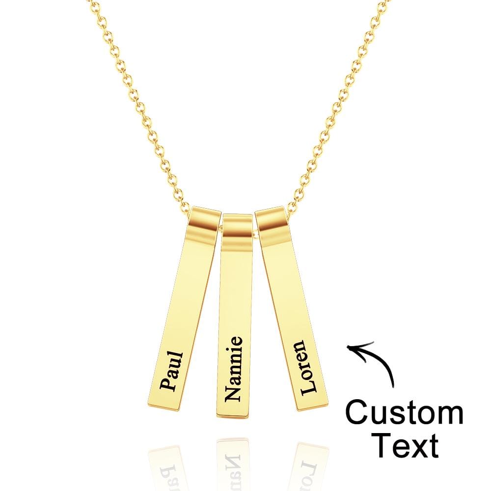 Custom Engraved Vertical 1-5 Names Necklace Stylish Personalized Pendant for Her