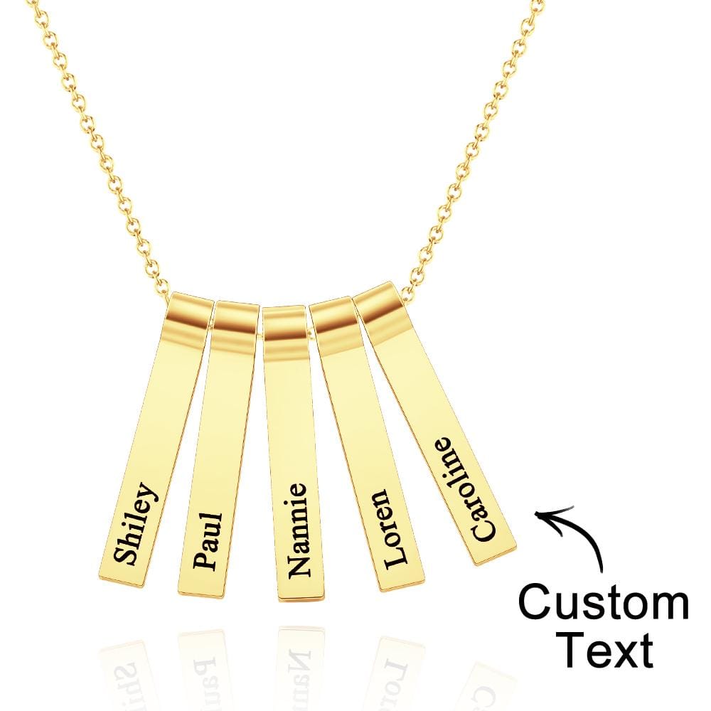 Custom Engraved Vertical 1-5 Names Necklace Stylish Personalized Pendant for Her