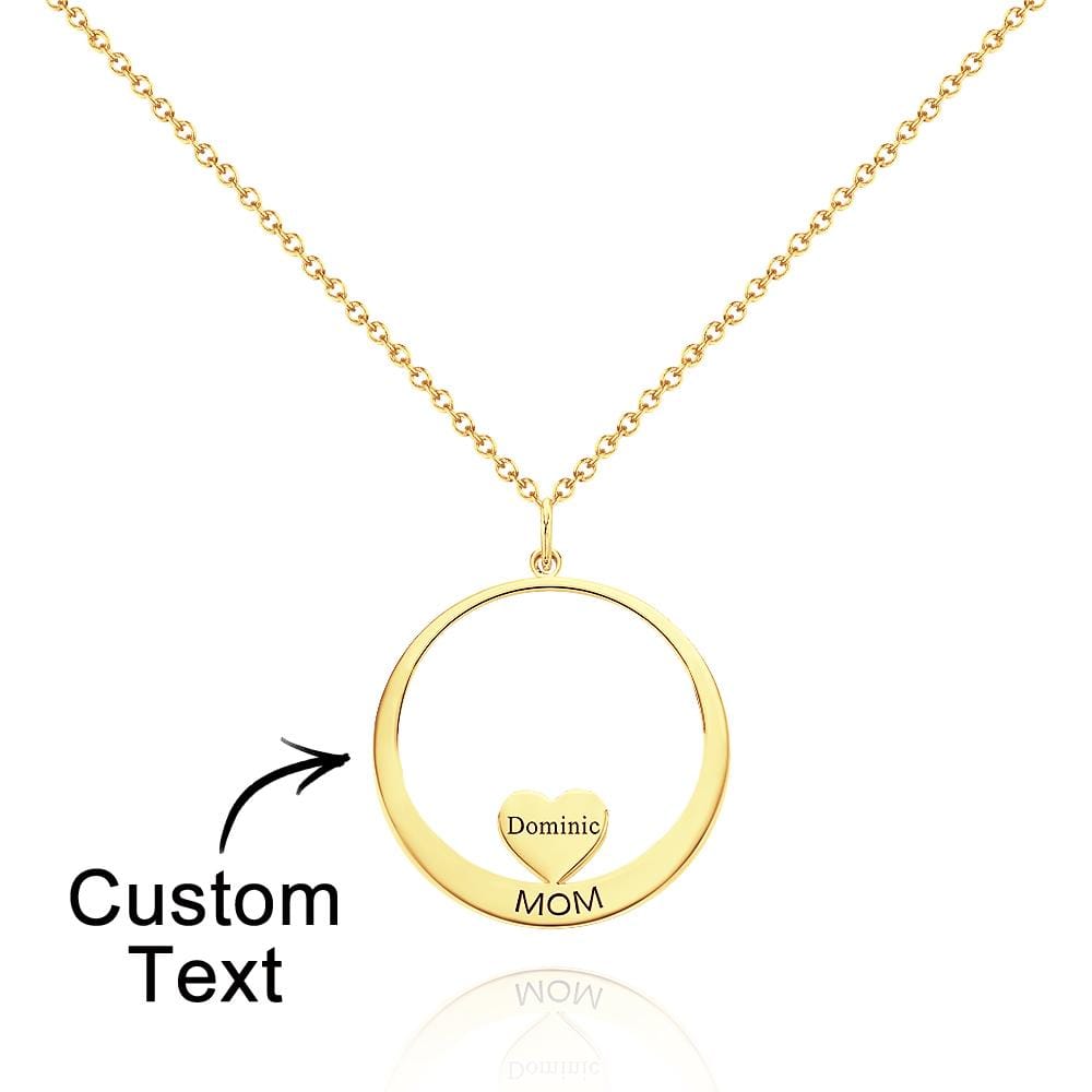 Custom Engraved Necklace Circle Hearts Mom Pendant Necklace Creative Gift
