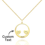 Custom Engraved Necklace Circle Hearts Mom Pendant Necklace Creative Gift