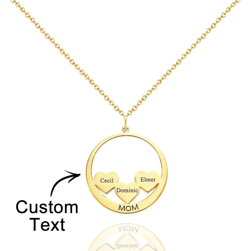 Custom Engraved Necklace Circle Hearts Mom Pendant Necklace Creative Gift