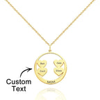 Custom Engraved Necklace Circle Hearts Mom Pendant Necklace Creative Gift