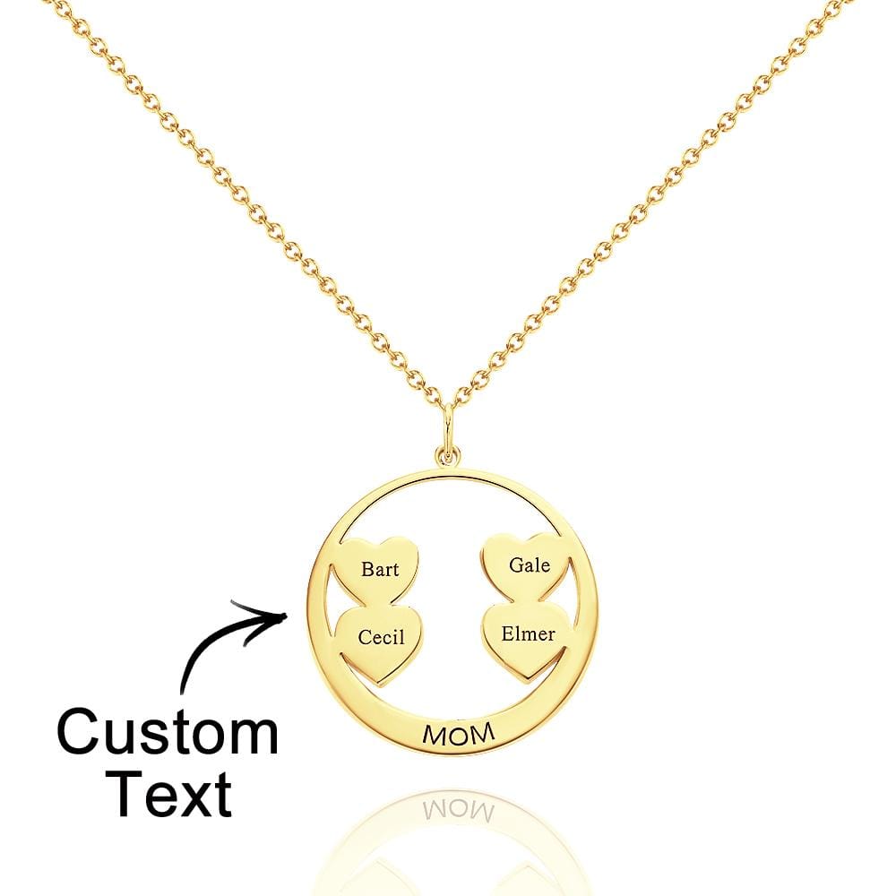 Custom Engraved Necklace Circle Hearts Mom Pendant Necklace Creative Gift