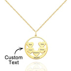 Custom Engraved Necklace Circle Hearts Mom Pendant Necklace Creative Gift