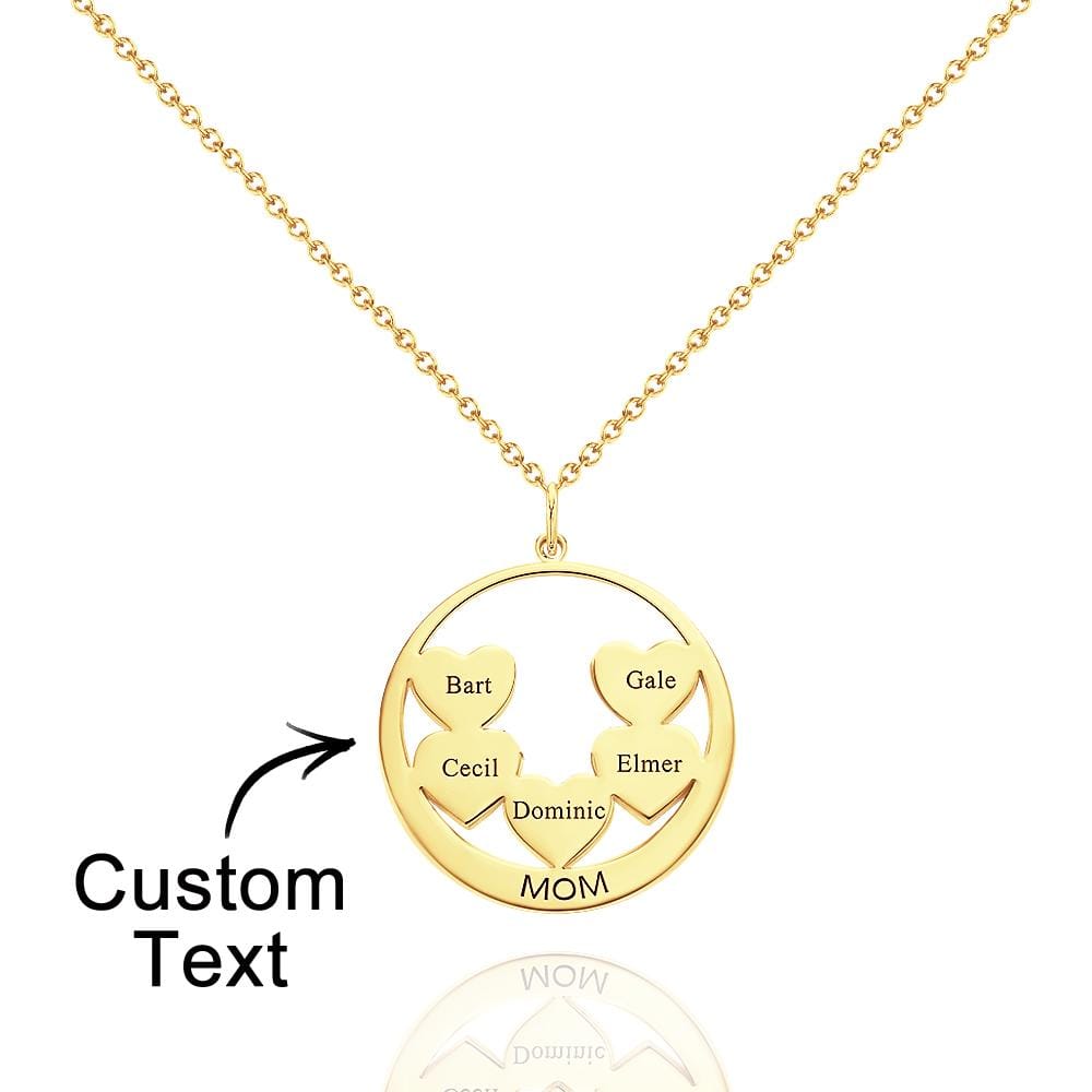 Custom Engraved Necklace Circle Hearts Mom Pendant Necklace Creative Gift
