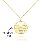 Custom Engraved Necklace Circle Hearts Mom Pendant Necklace Creative Gift