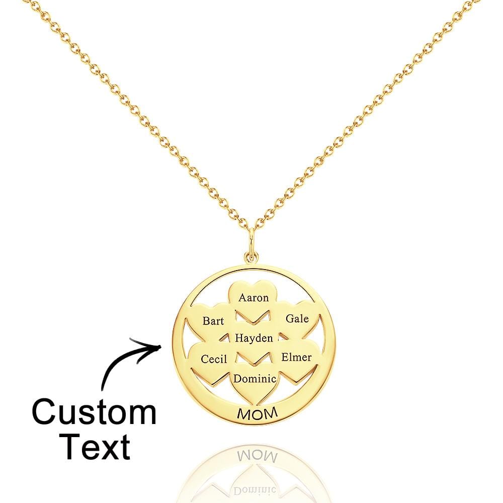 Custom Engraved Necklace Circle Hearts Mom Pendant Necklace Creative Gift