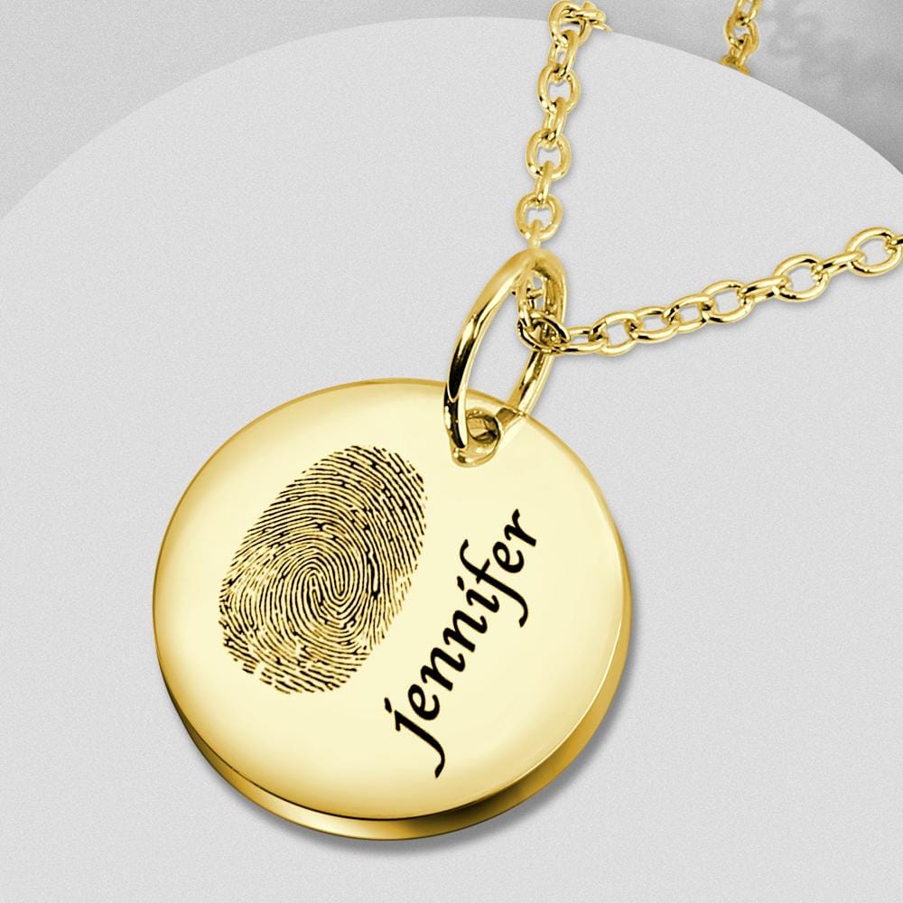Custom Photo Necklace fingerprint Necklace Engraved Necklace Coin Necklace Gift For Boyfriend