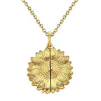 Custom Engraved Text Sunflower Locket Necklace