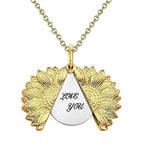 Custom Engraved Text Sunflower Locket Necklace