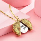 Custom Engraved Text Sunflower Locket Necklace