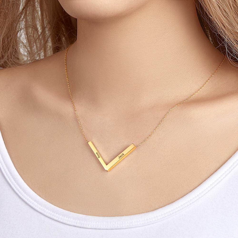 Custom Engraved Necklace Folded Bar Necklaces Unique Gift for Women