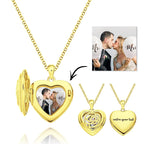 Custom Photo Engraved Necklace Heart Locket Rose Necklace Gift for Women