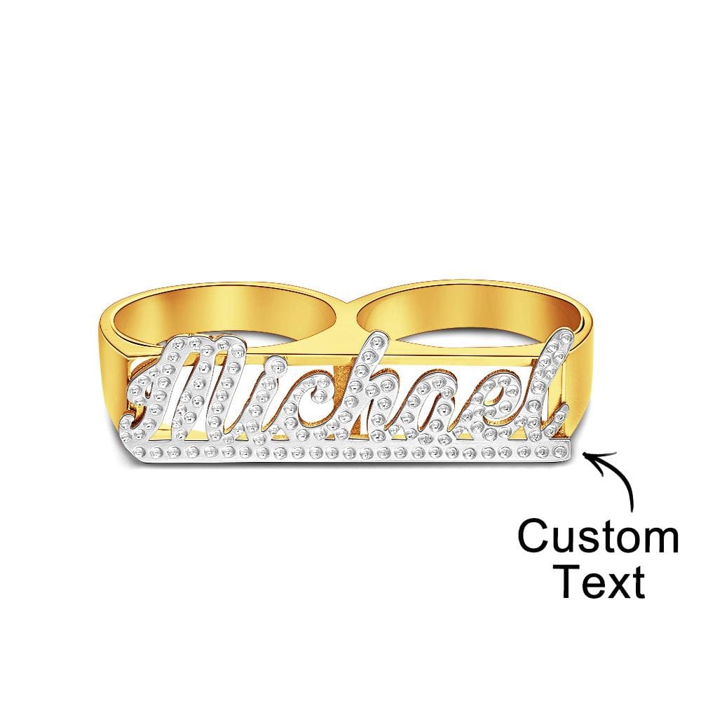 Custom Two Finger Name Ring Personalised Men's Double Band Ring Gift for Him