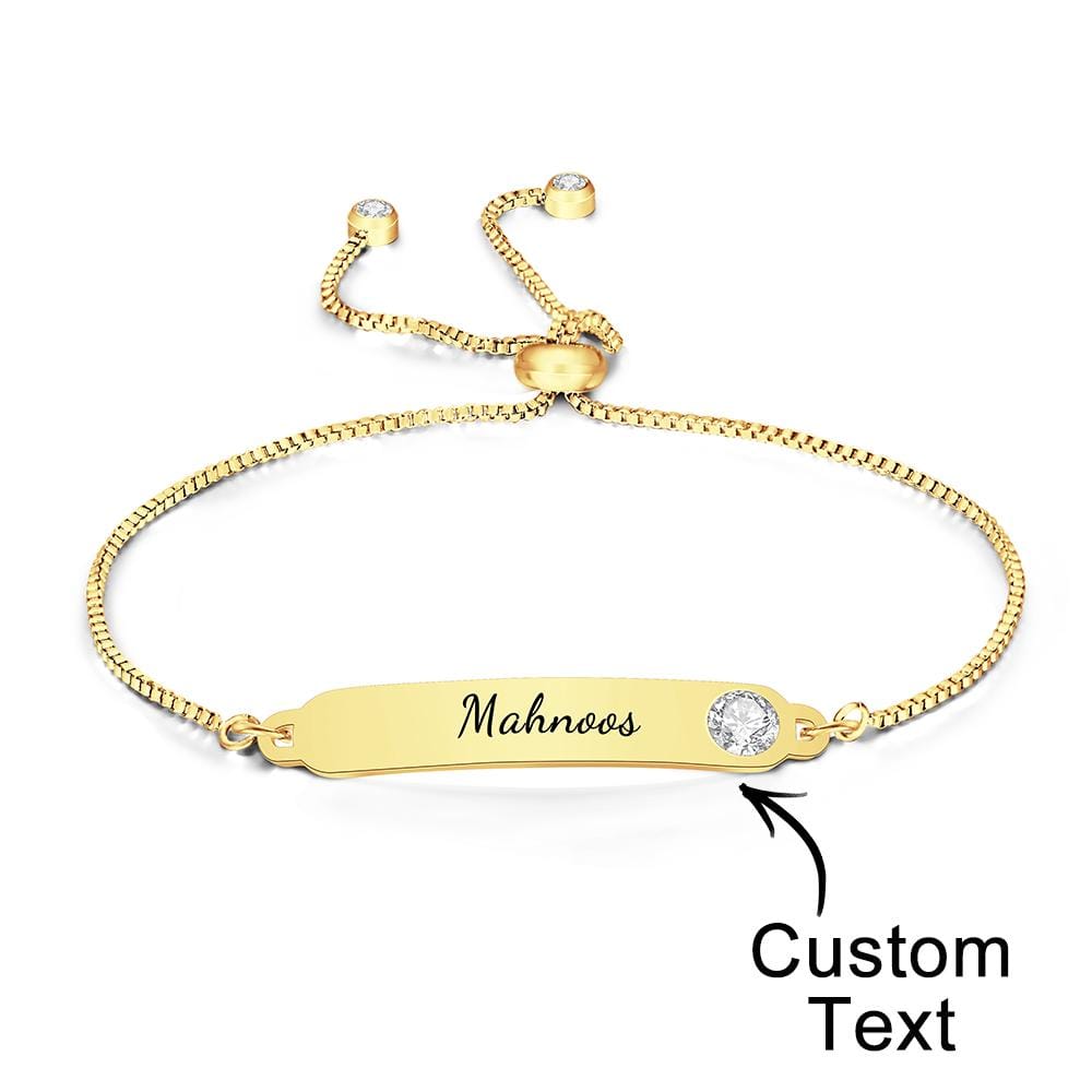 Custom Engraved Bracelet Name Bracelet Simple Rhinestones Gifts