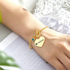 Custom Music Code Heart Bracelet with Birthstone Creative Gift for Women