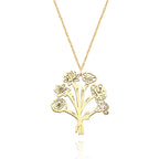 Personalized Combined Birth Flower Bouquet Necklace Bridesmaids' Gifts