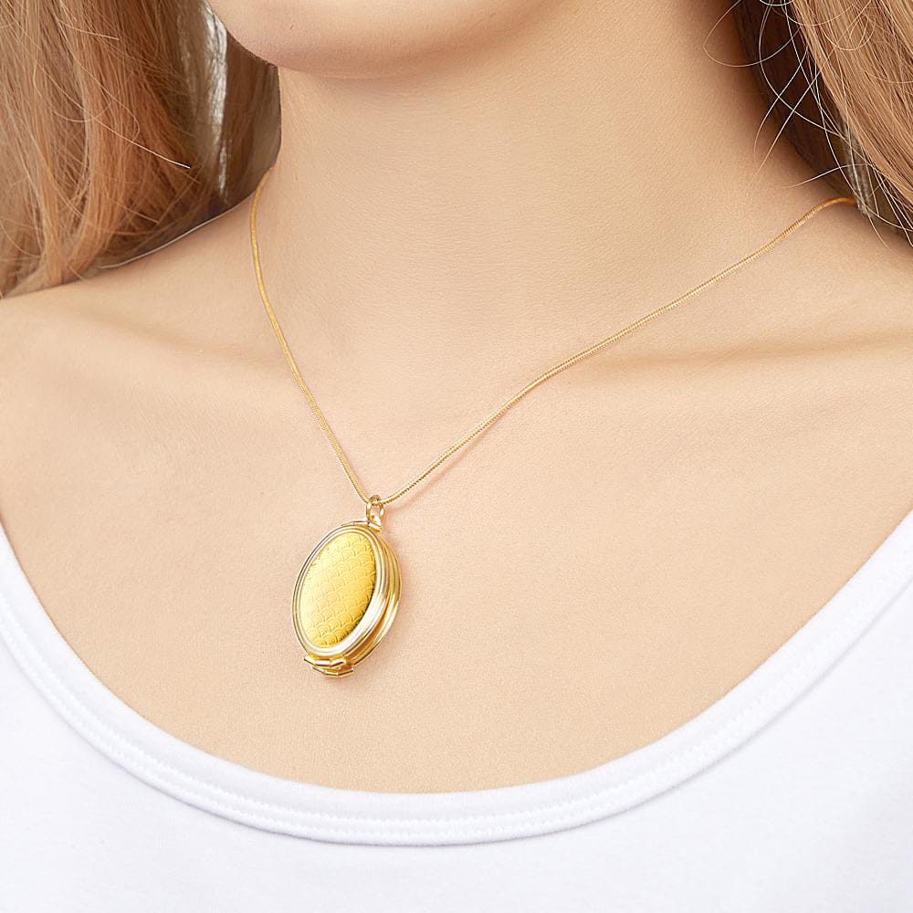 Custom Photo Necklace Container Oval Locket Pendant Necklace Gift for Women
