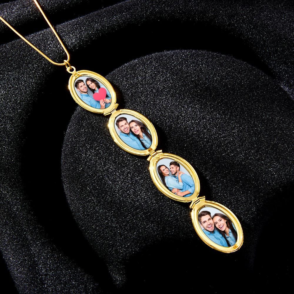Custom Photo Necklace Container Oval Locket Pendant Necklace Gift for Women