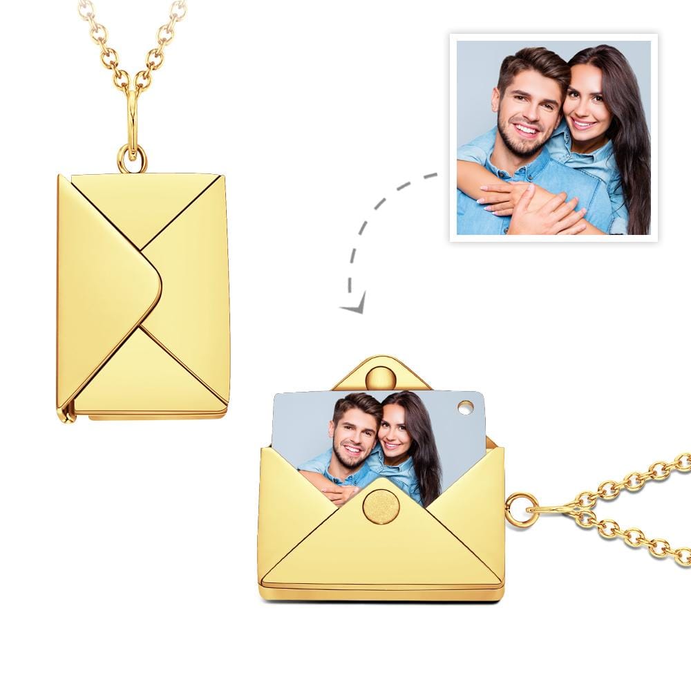 Personalized Envelope Locket Necklace Custom Photo Necklace