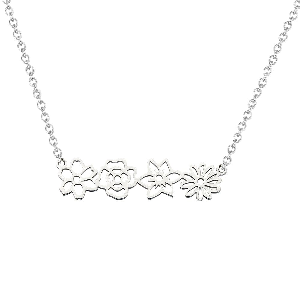 Personalized Multiple Birth Flower Necklace Family Floral Necklace Gift For Mom