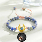Personalized Horseshoe Charm Photo Projection Beads Bracelet Gift for Horse Lovers