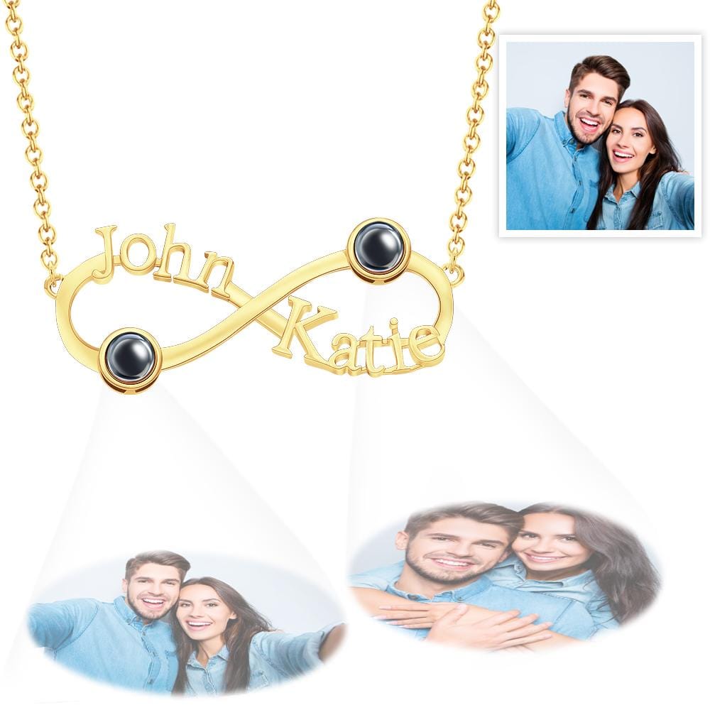 Custom Engraved Projection Necklace Infinity Symbol Commemorate Gifts