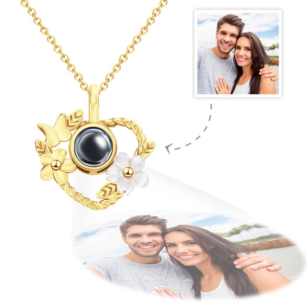 gifts for wife Eternal Love - Custom Decor - Projection Necklace Heart-shaped Flowers Design Gifts - gifts for wife - Birthda