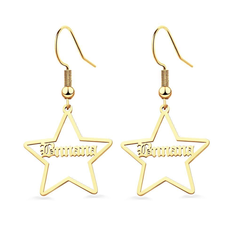 Custom Engraved Name Earrings Stainless Steel Star-shaped Earrings