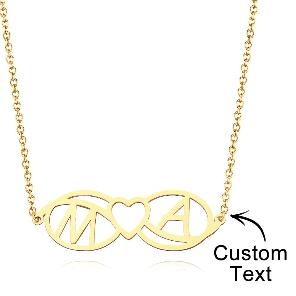 Love Name Necklace Personalized Love Heart Infinite Initials Necklace Gift for Her
