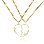 Matching Name Necklace Personalized Romantic Love Heart Couple Necklace